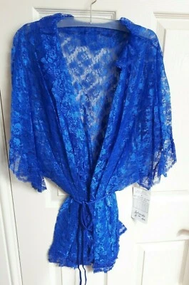 Kimono de encaje azul Shirley of Hollywood talla 18-20 marca Reino Unido lencería batas envolventes Foto 1 de 4