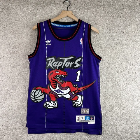 Toronto Raptors Jersey Mens Small Adidas Swingman Tracy McGrady #1 Hardwood Logo Cover