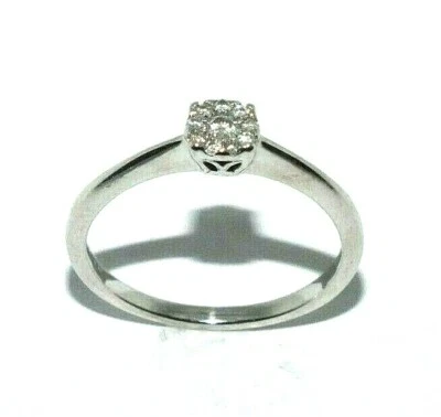 Anello In Oro Bianco 9 Carati Per Donne Con Un Cluster Di Diamanti, Taglia UK N - Immagine 1 di 4