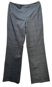 Larry Levine For Dressbarn Womens Glen Plaid Trousers Size 8 Gray Black - Picture 1 of 13