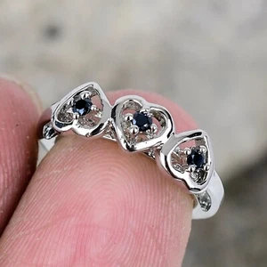 Black Onyx Ring 925 Sterling Silver Ring For Women Heart Ring Purpose Gift Ring - Picture 1 of 4