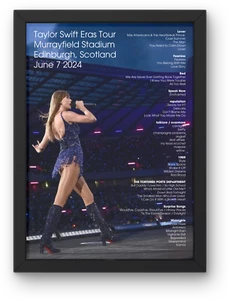 Taylor Swift Edinburghs Setlist Poster 7/8/9 Juni A1-5 Rahmenoption Ära Tour - Bild 1 von 9