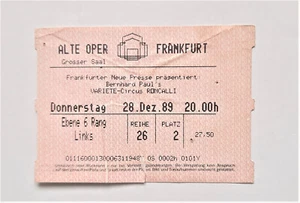 VARIETE-Circus Roncalli Eintrittskarte 1989, Zirkus, Variete - Bild 1 von 2