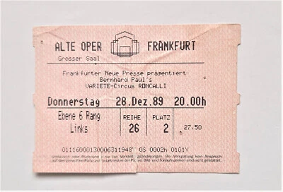 VARIETE-Circus Roncalli Eintrittskarte 1989, Zirkus, Variete - Bild 1 von 2