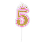 LT (5）New Girls Kids Birthday Candle Party Crown Smoke Cake Candles Numbers