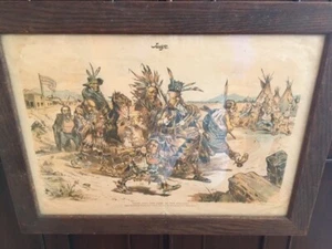 RARE 1891 JUDGE POLITICAL CARTOON LITHO GOING INTO CAMP OF THE HOSTILES SIOUX - Picture 1 of 12
