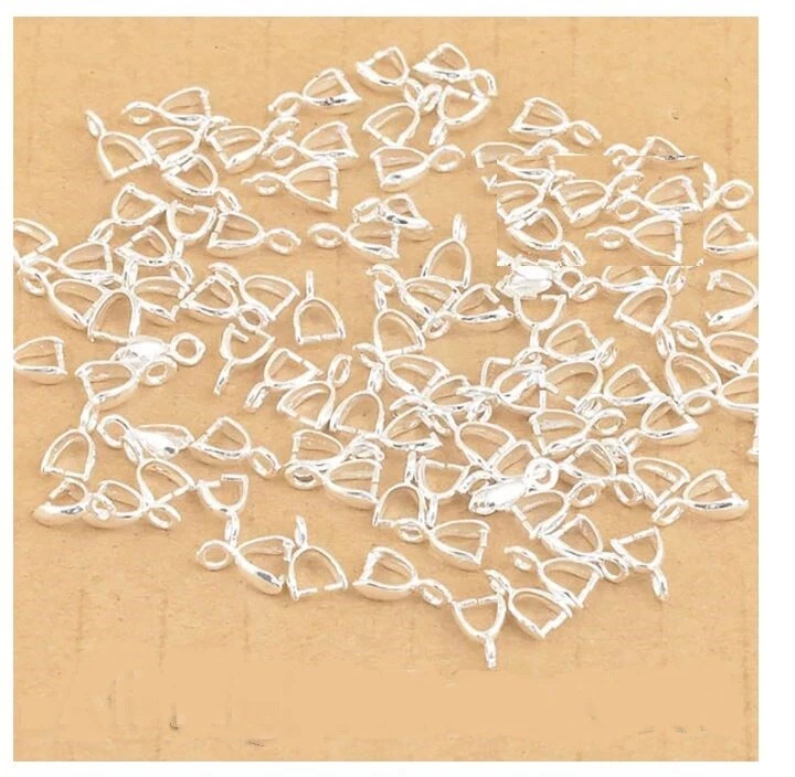 10X 925 Sterling Silver Jewelry Finding Bail Connector Bale Pinch Bail Pendant   - image 1 of 1