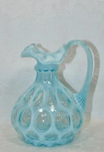 Fenton, Krug, Blautopas opalisierendes Glas, Münzpunktmuster. - Bild 1 von 9