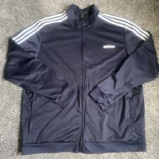 Adidas Track Jacket Mens 3XL Navy Tricot Full Zip Pullover White Three Stripe