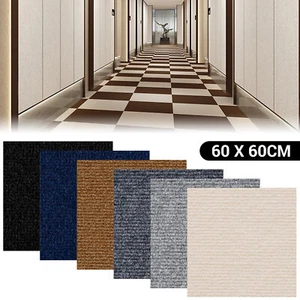12/24/36pcs Self Adhesive Carpet Tiles Non-Slip Peel and Stick Floor Plank Mat - Picture 1 of 24