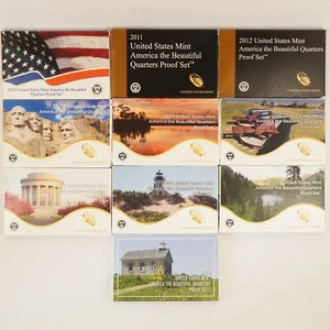 2010-2020 America the Beautiful Quarter Proof Sets, No 2015 - Free Shipping USA - Picture 1 of 4