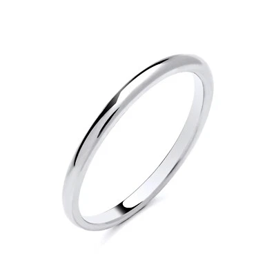 Sterling Silver 925 Plain 2mm Wedding Eternity Band Ring K to S Rhodium Plated - Image 1 of 4