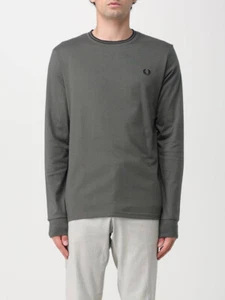 FRED PERRY SWEATER TWIN TIPPED GREEN LOGO T-SHIRT LONG SLEEVE MEN SZ M COTTON - Imagen 1 de 6