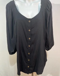 NUEVO CON ETIQUETAS Camisa Top Torrid Mujer Negra 2X Botones Decorativos Rayón Nueva - Imagen 1 de 12