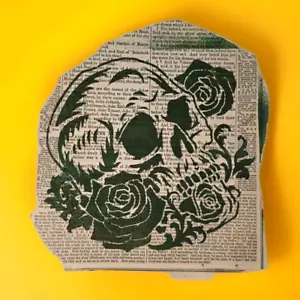 Skull Roses Graffiti Art Holy Bible Page Original Artwork Blink Friction Signed - Picture 1 of 6