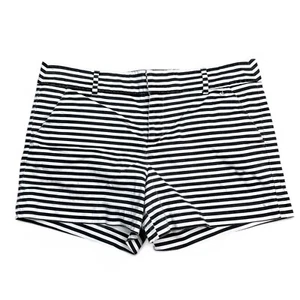 Calvin Klein CK Cuffed Shorts Womens Size 12 Black White Striped Stretch Casual - Picture 1 of 14
