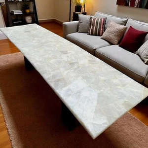 Luxus weißer Quarzstein Esstisch 60x30 | Handgefertigtes Kristall Sofa Herzstück - Bild 1 von 5
