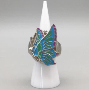 Butterfly Ring Watch Women Hidden Dial Silver Tone Enamel MOP New Battery - Picture 1 of 14