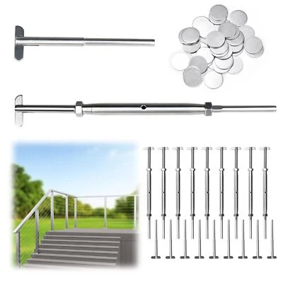 MUZATA 10 Pairs 1/8" Cable Railing Hardware Kit Drop Pin Turnbuckle Tensioner For Metal