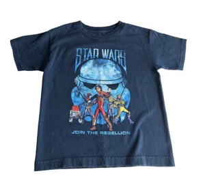 Star Wars Youth T-Shirt Join The Rebellion Navy Size 7 Boys Graphic Tee Official - Picture 1 of 4