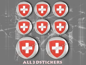8 x Autocollant ROND Résine 3D Relief Armoiries Suisse- Adhésif - Imagen 1 de 1