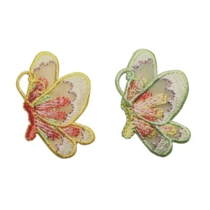 ID 2301AB Set of 2 Lace Butterfly Patches Fairy Bug Embroidered Iron On Applique - Picture 1 of 3