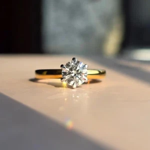 1.00 Ct Round VS1/F Solitaire Lab Grown Diamond Engagement Ring 14K Rose Gold - Picture 1 of 4