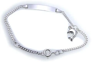 Pulsera infantil cadena blindada delfín 16 cm incl. grabado plata 925 con ojal intermedio - Imagen 1 de 2