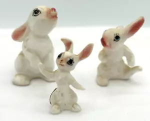 Mini familia de conejito antromórfico de porcelana de hueso de colección ojos azules Japón años 60 - Imagen 1 de 21