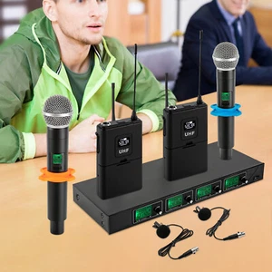 6-8 H Rectangular Cordless Wireless Microphone System 4 Channels for Conference - Picture 1 of 19