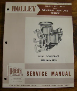 1953 Holley Model AA-1 Carburetor Service Manual GM 302 Truck Engine ORIGINAL - Picture 1 of 5