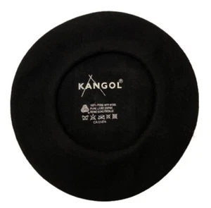 KANGOL MODELAINE BERET BLACK MADE IN UK CAP HAT 100% PURE NEW WOOL UNISEX 9.8" - Picture 1 of 10