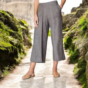 Neu mit Etikett Pure J Jill Leinenmischung Wickeloptik Hose Gr. XL Pull-On Lagenlook Cropped - Bild 1 von 16