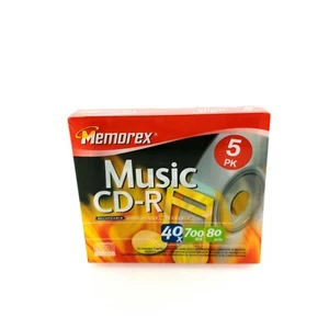 Memorex Music Cd-R Recordable 5Pk Disc For Computers CD Writers 80Min USA Seller - Picture 1 of 12