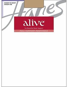 Hanes Pantyhose Alive Regular All Sheer 3Pack Full Support Silky Toe Comfortable