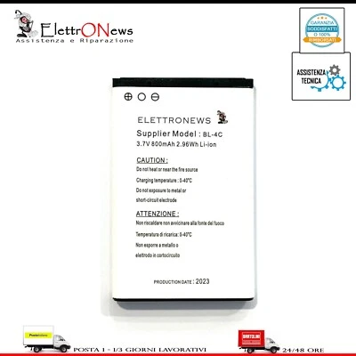 Batteria per Brondi amico Flip Flip 2 Flip 3 + Li-ion 3.7 V 800 mAh 2023 B001