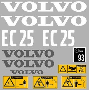 VOLVO EC25 DIGGER COMPLETE DECAL STICKER SET WITH SAFETY WARNING DECALS