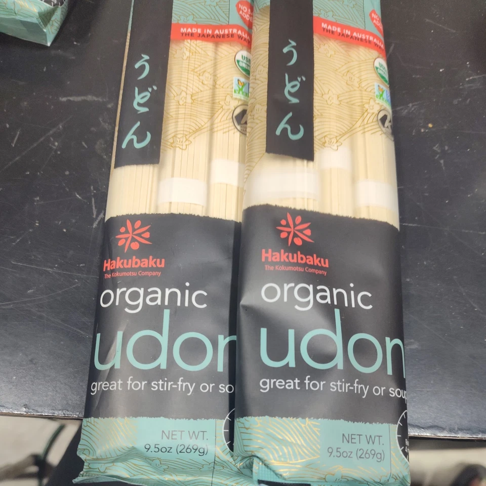 2 paquetes de fideos kosher orgánicos Hakubaku Udon 9,5 OZ no transgénicos excelentes en sopa salteados Foto 1 de 1
