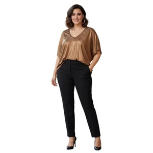 Top kimono manica corta Seven7 Cooper oro metallizzato taglia 2X - Foto 1 di 9