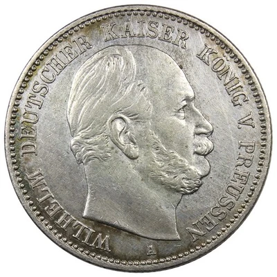 1877-A Prussia 2 Mark Kaiser AU+ ALMOST UNC Details Cleaned A2519 - Image 1 of 2