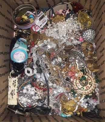 10+ Lbs Mixed Jewelry Craft Art Scrap Junk Broken Tangled Repair Repurpose Lot C - Image 1 of 4