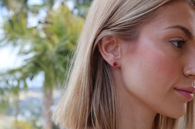 2 ctw Natural Rubies Fine Jewelry Studs Real Ruby Stud Earrings Anniversary gift - Image 1 of 4