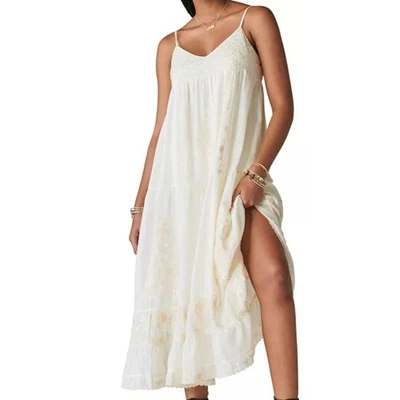 Lucky Brand Cream, Boho, Lace Embroidered, Lined, Slip Maxi Dress- XL - Image 1 of 4