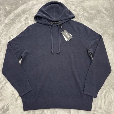 RLX Ralph Lauren Sweater Men's XL Mesh-Knit Cashmere Hooded Navy Blue NWT $498 - image 1 of 4