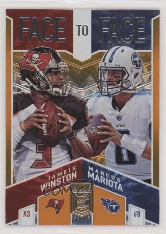 2018 Donruss Elite Face to Face Orange /25 Jameis Winston Marcus Mariota #F2F-9 - Image 1 of 2