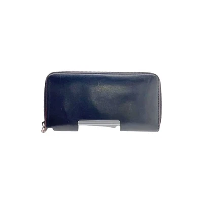 Christian Louboutin Auth Round Zip Long Wallet Leather Black Bifold Logo Men's - Image 1 of 4