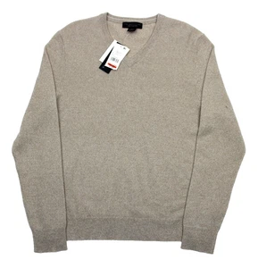 Bloomingdales Mens Store Sweater Mens Large Oatmeal Cashmere V Neck Pullover - Picture 1 of 7