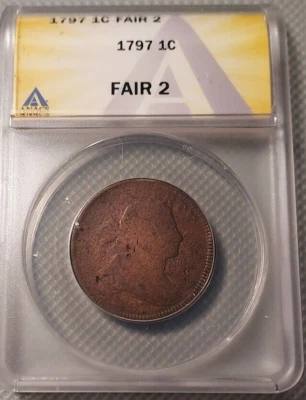 1797 Draped Bust Large Cent ANACS FAIR 2  - Image 1 of 4