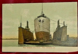 DRY DOCK ON RIVER 1906 Postcard New Orleans La Boat Ship UDB - Picture 1 of 2