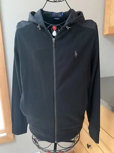POLO RALPH LAUREN ESTATE-RIB COTTON HOODIE BLACK Sz.Small - Picture 1 of 12